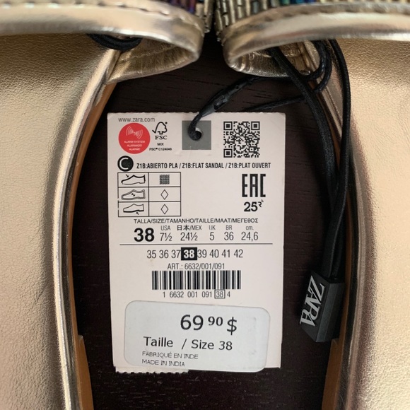 Brand New Zara Gold Slippers - Picture 2 of 2
